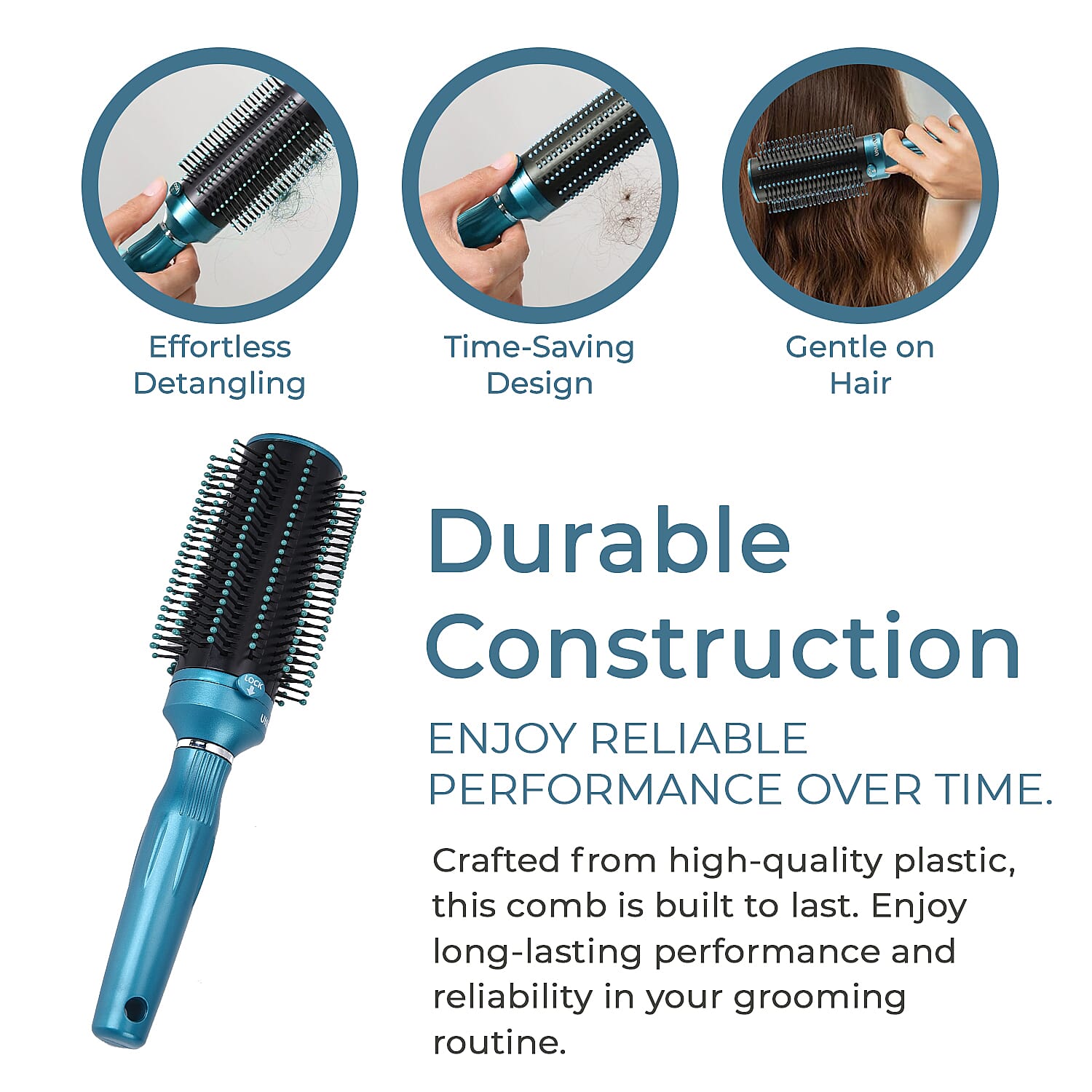 Neomi - Set of 4 Portable Easy Clean Retractable Rotating Hairbrushes - Blue