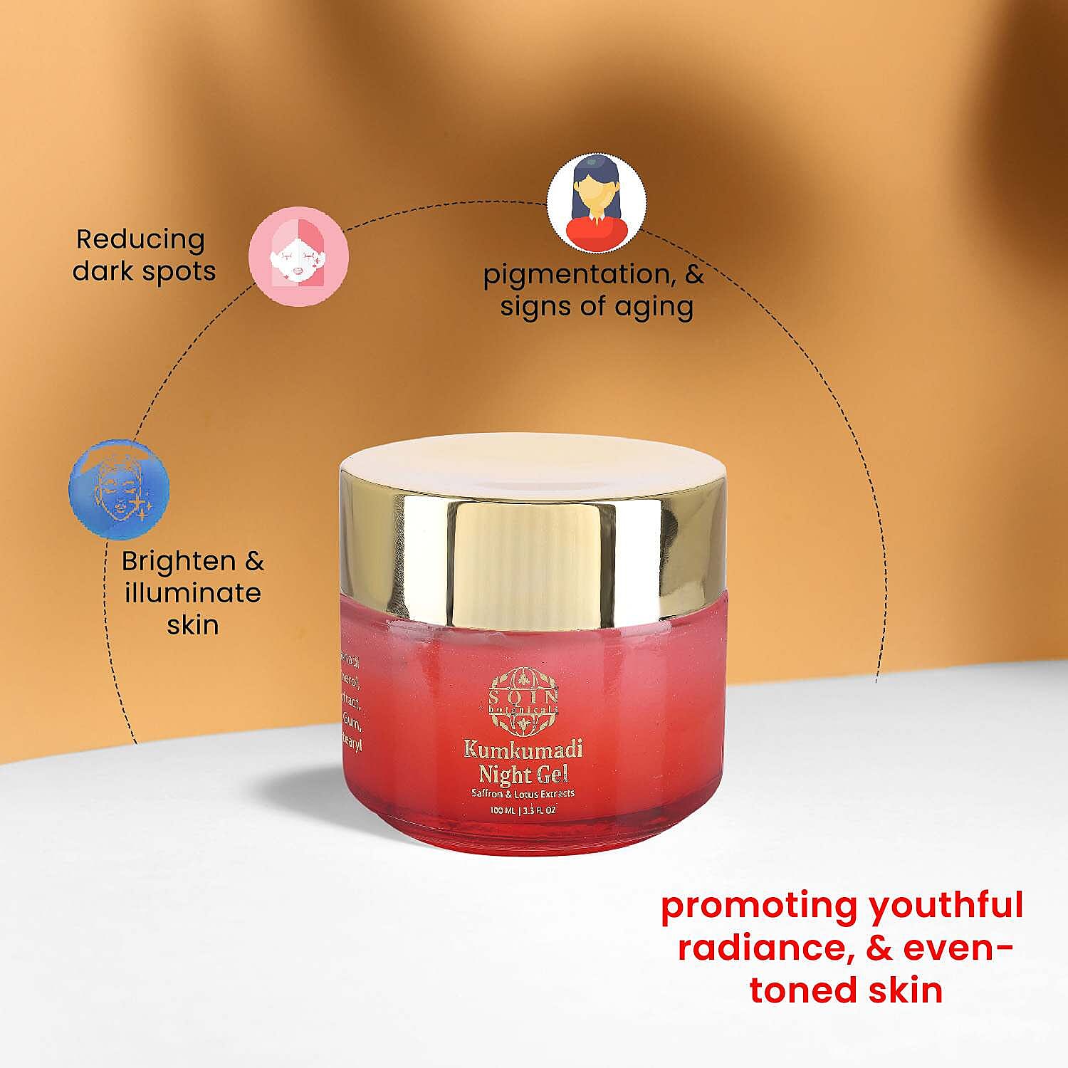 Kumkumadi Skincare Set - Oil 50 ml, Cold Cream 100 ml and Night Gel 100 ml