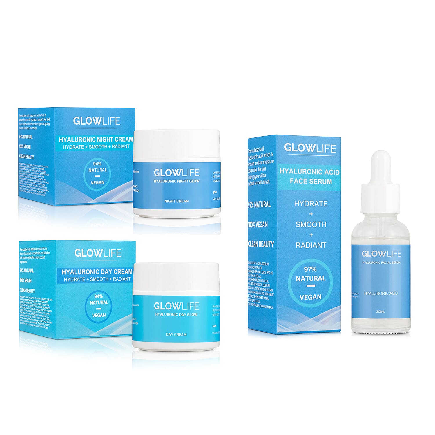 Glowlife Hyaluronic Set - Day Cream 50 ml, Night Cream 50 ml and Acid Serum 30 ml