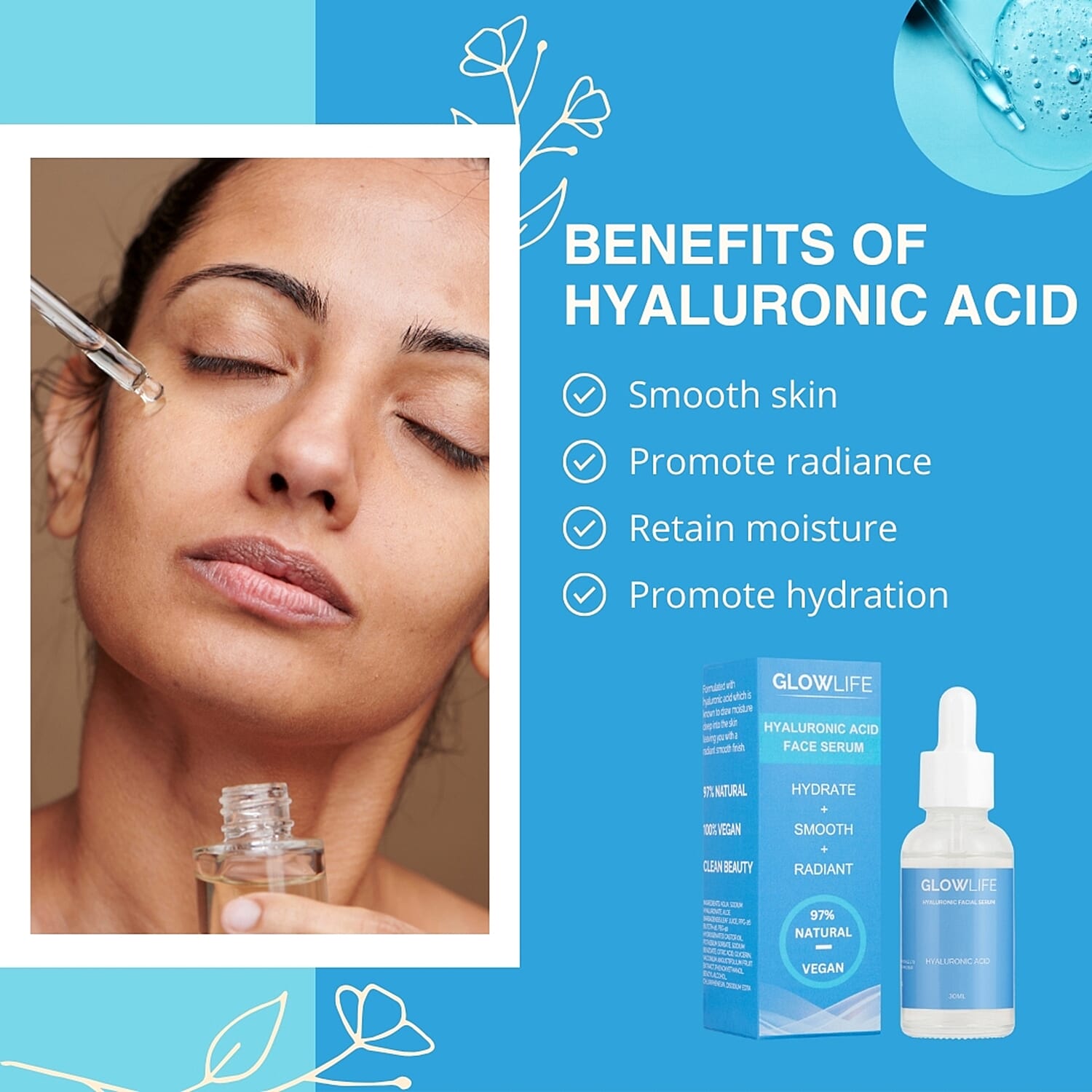 Glowlife Hyaluronic Set - Day Cream 50 ml, Night Cream 50 ml and Acid Serum 30 ml