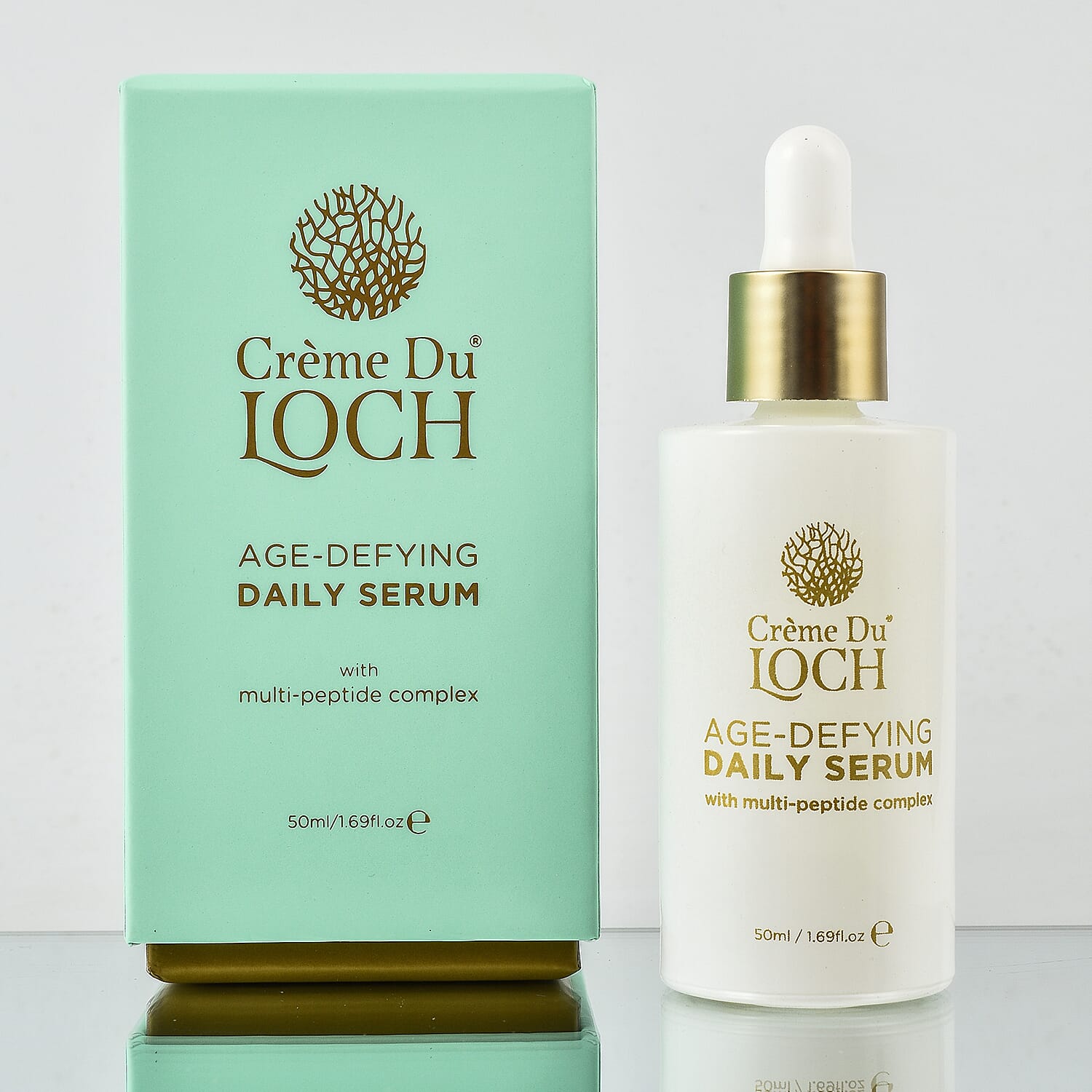 Cr&egrave;me Du Loch Age Defying Set - Daily Moisturiser - 50ml, Daily Eye Concentrate - 30ml, Daily Serum - 50ml and Mini-Spatula & Massager