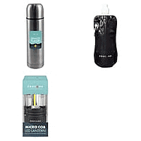 Procamp Stainless Steel Flask, Water Bottle and LED Lantern Bundle