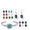 Multi Gemstones Interchangeable Drop Earrings and Bangle in Pure White Stainless Steel