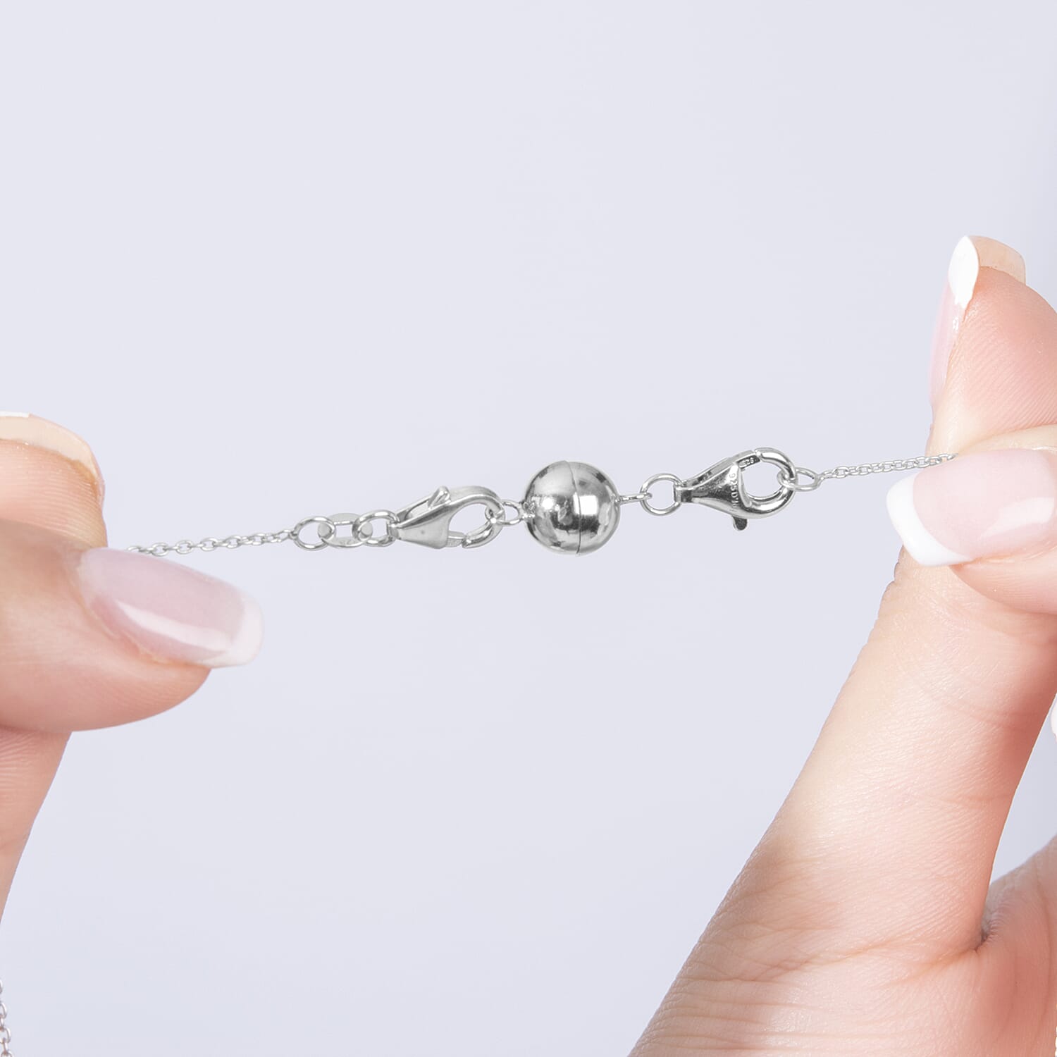 Set of 5 -  3 Magnetic Lock with Lobster Clasp in Rhodium Plated Sterling Silver and 2 Gold Plated Silver