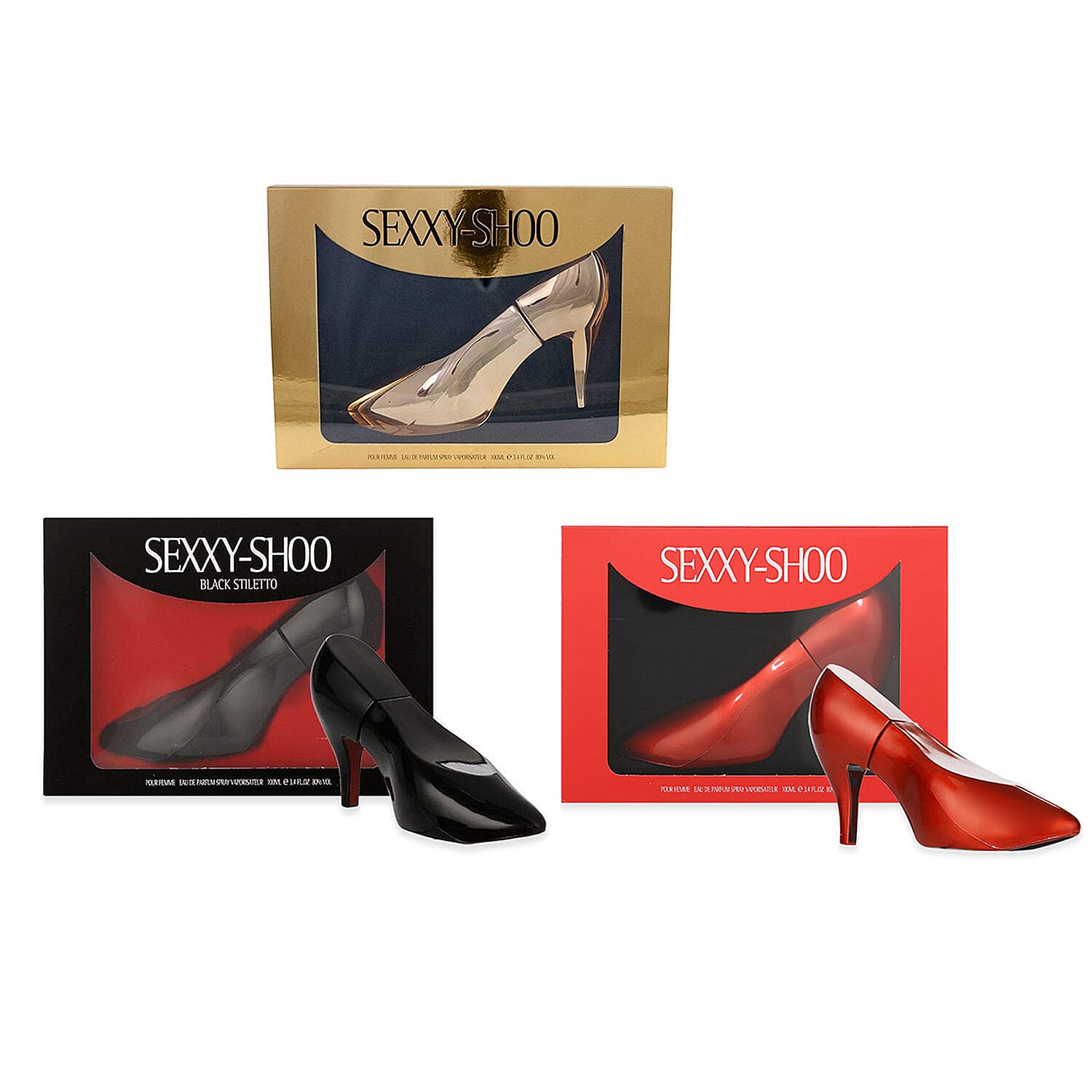 Eau De Parfum Shoo Bundle - Black, Red and Gold 100 ml each