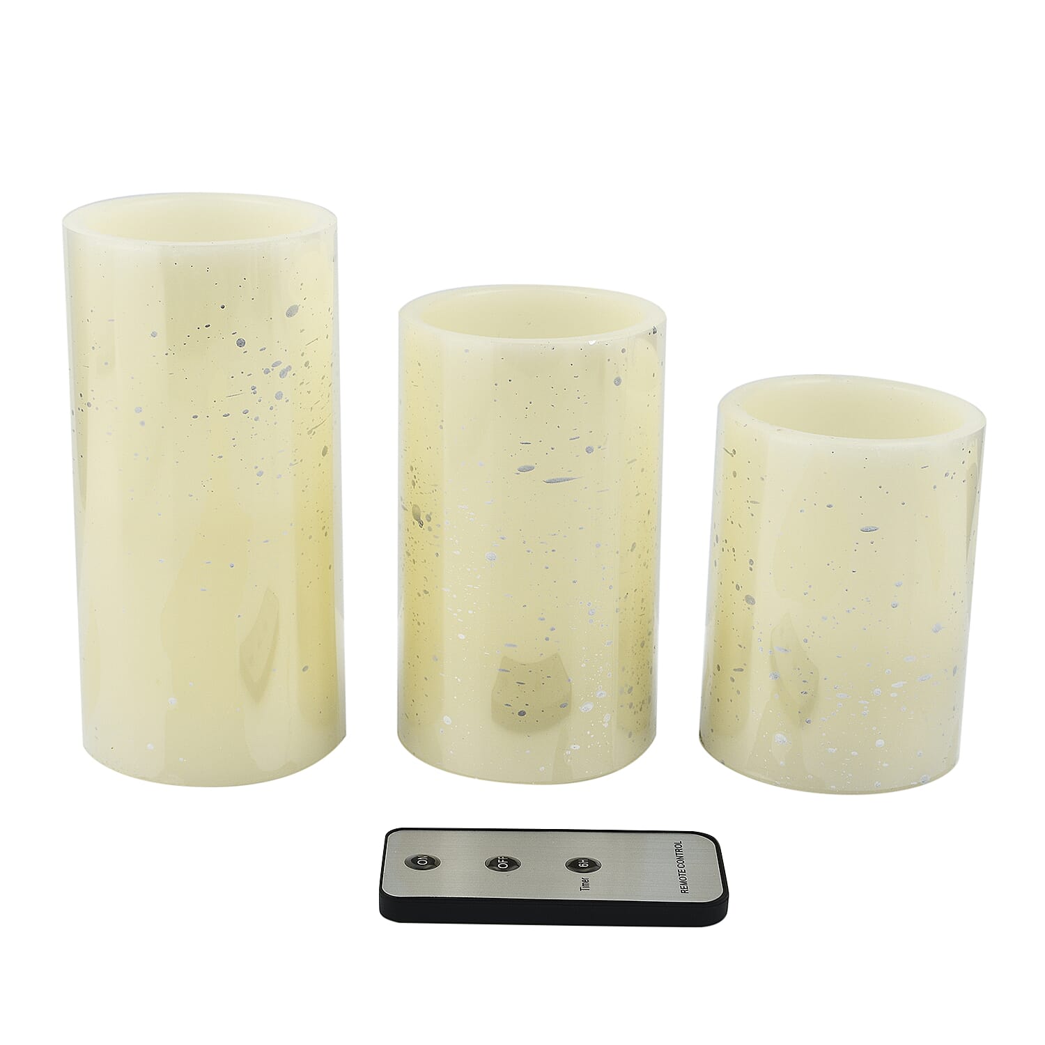 3 Pcs Speckled LED Candle Set with Remote - Hand Made with Wax (6 X AA Battery needed) and Set of 32 Philips Value Pack Extra Power Alkaline Batteries AA