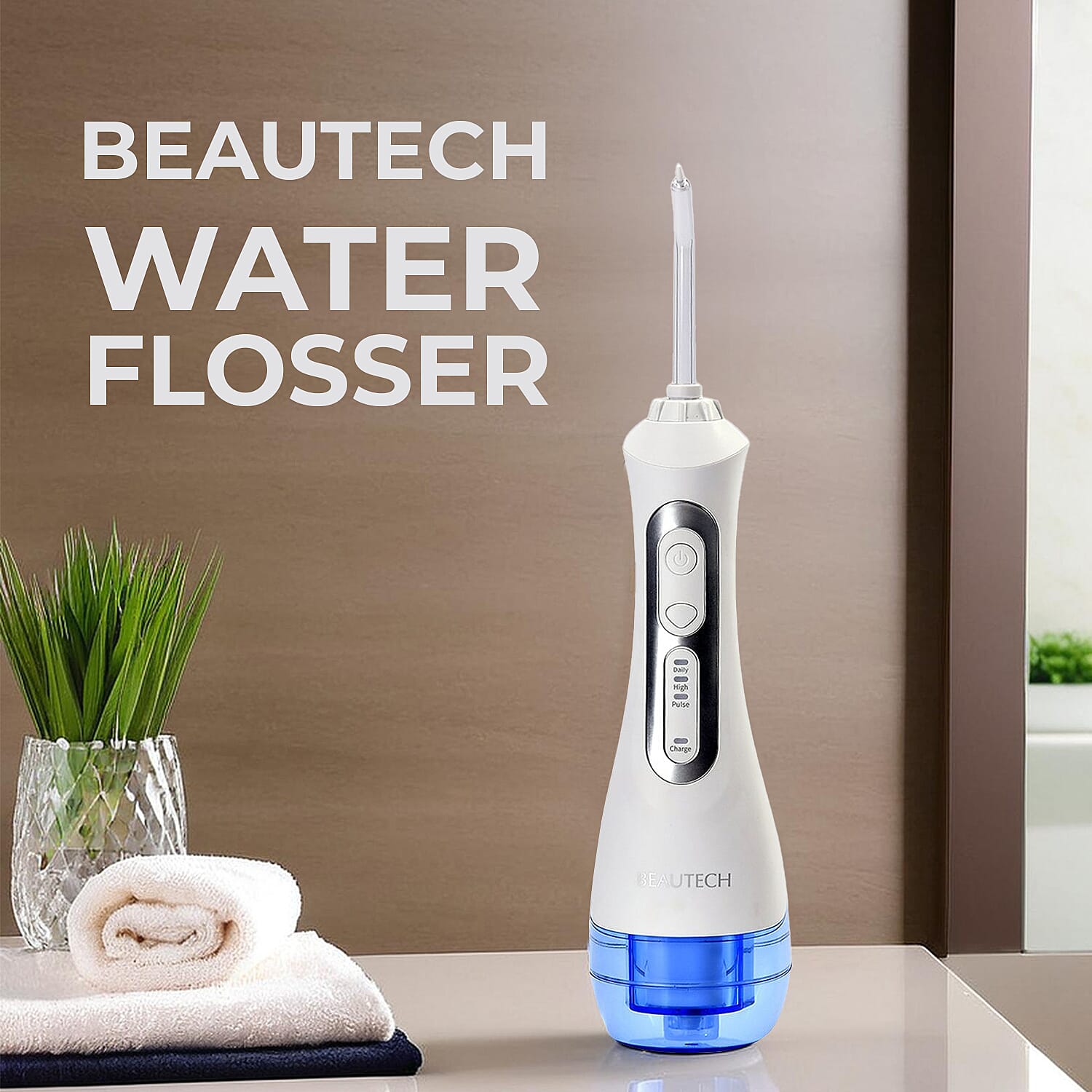 Beautech Dental Bundle - Water Flosser with 3 Heads and IPX7 Waterproof AND LED 5 Mode Toothbrush with 4 Replacement Brush Heads and Dual Charging Options