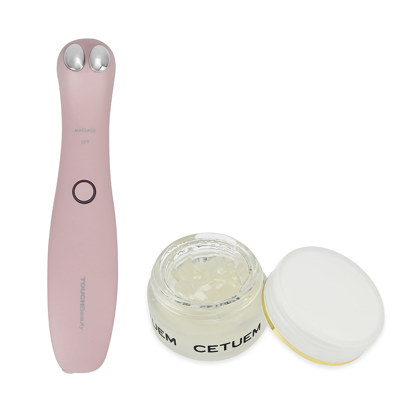 Eye Care Set - Cetuem Collagen Eye Gel Complex 15 ml and TOUCHBeauty Eye Beauty Device (Electric Eye Lift Massaging Wand with Heat & Vibration Therapy - Pink