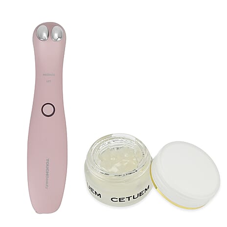 Eye Care Set - Cetuem Collagen Eye Gel Complex 15 ml and TOUCHBeauty Eye Beauty Device (Electric Eye Lift Massaging Wand with Heat & Vibration Therapy - Pink