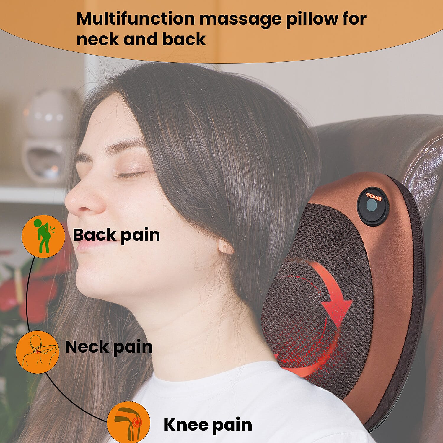 Neck Care Set - Soul Smart Shiatsu Massage Pillow for Neck & Back - Brown with VLCC Shape Up Chin and Neck Firming Cream
