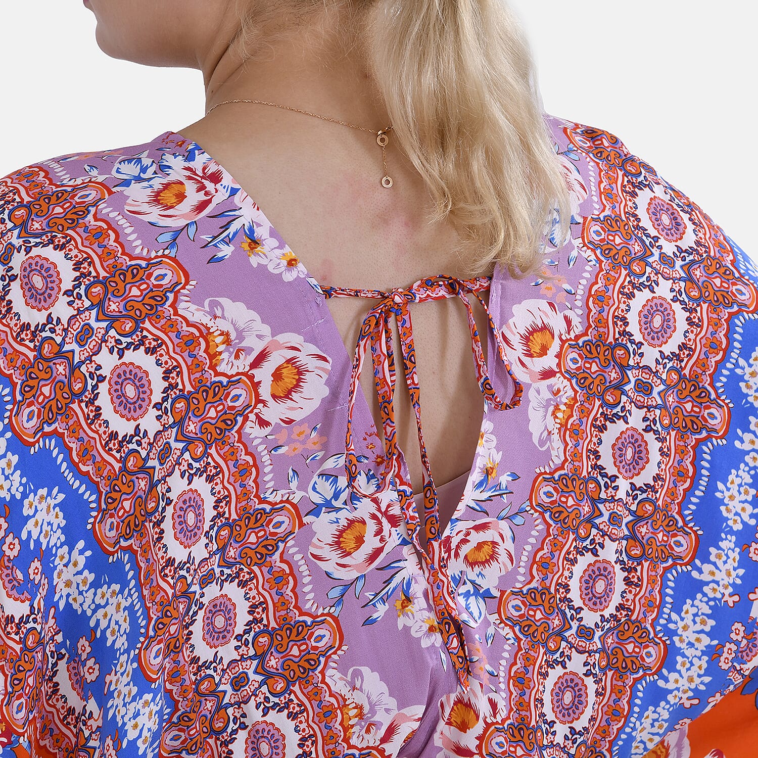 Set of 3 - TAMSY Mixed Printed Elastic Waist Maxi Dress in Red, Blue and Orange