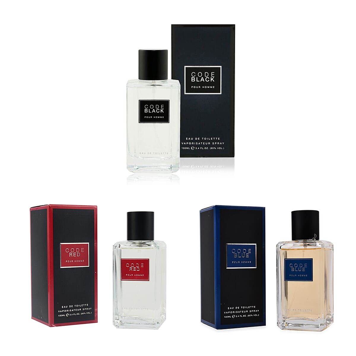 Value Buy - Code Black, Blue and Red Bundle- Code Black- Pour Homme Eau De Toilette - 100ml