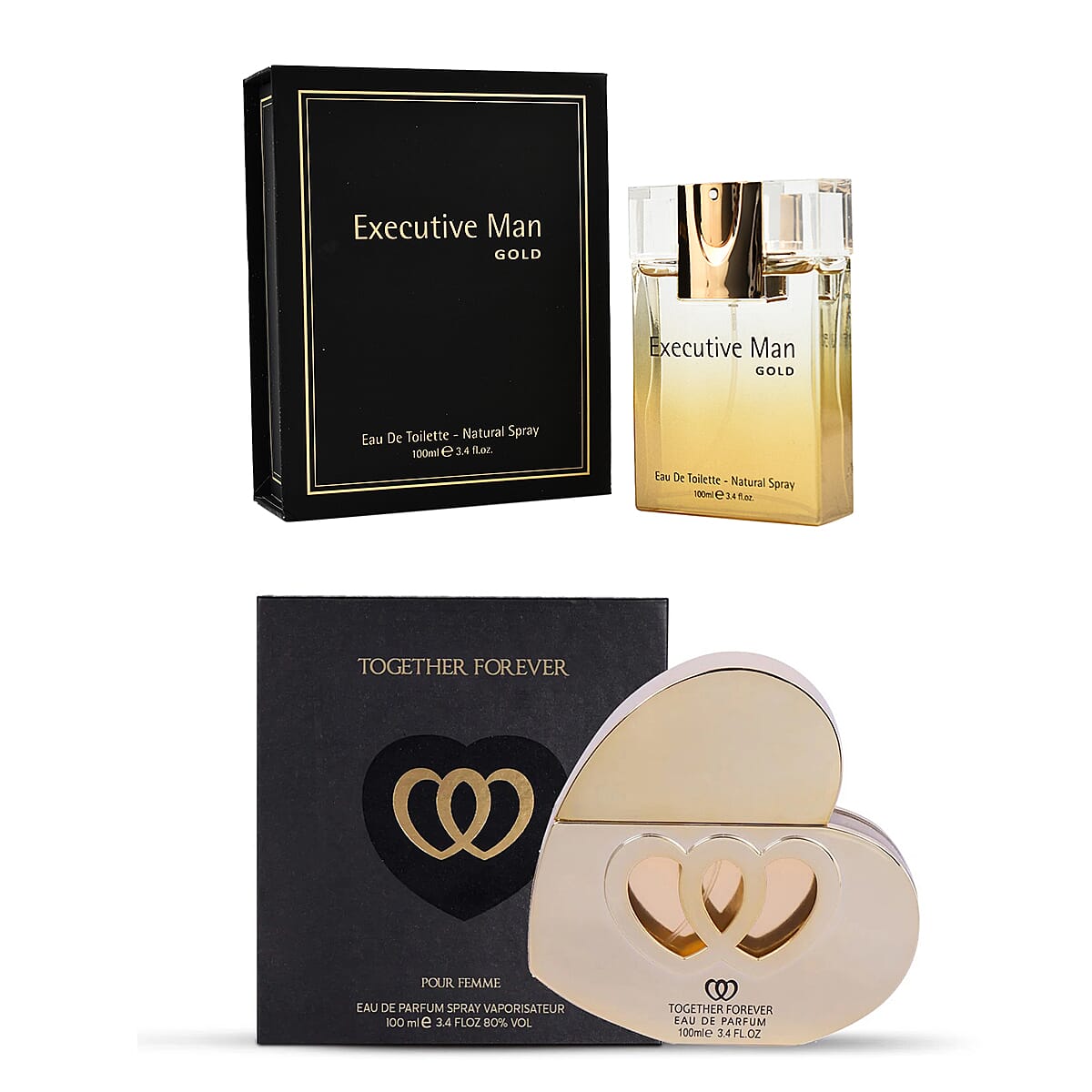 Jenny and Andys Christmas Gifting Pick - Together Forever Womens EDP and Executive Man Gold EDT - 100mL each