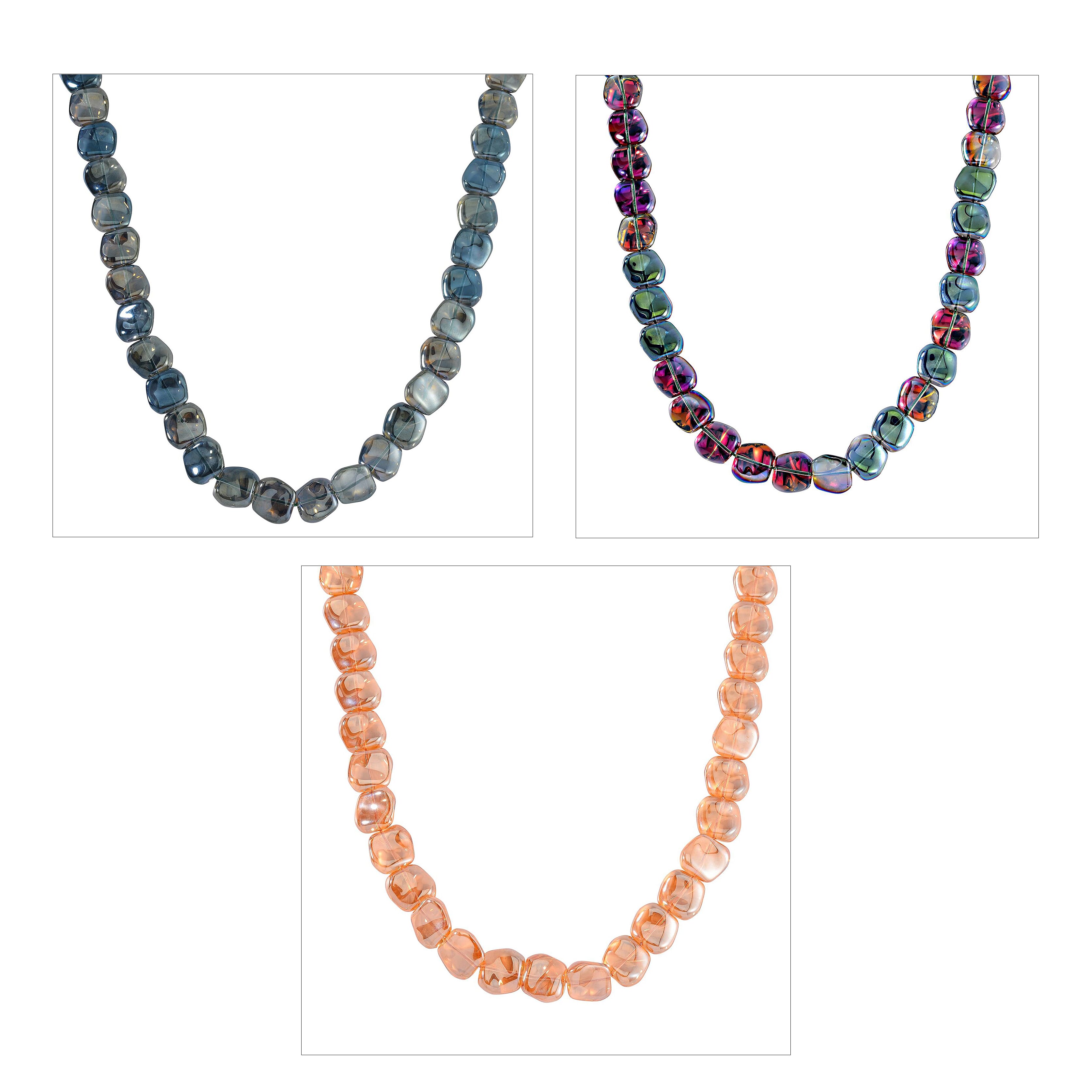 Set of 3 -  Austrian Crystal Necklace (Size - 20-1 Inch Ext.) in Orange, Mystic Colour and Green