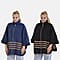 Set of 2 - Tamsy Winter Poncho with Zip Detail in Blue and Black