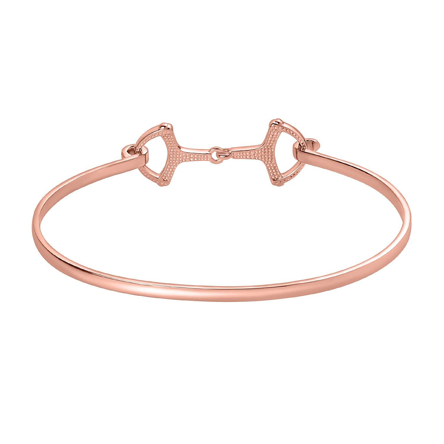 Set of 3 - Snaffle Bangles in Silver, Gold and Rose Gold Tone (Size 8.5)