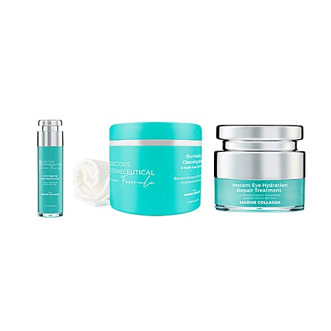Doctors Formula Offer - Marine Collagen - Eye Cream 15mL, Anti-Ageing Day Moisturiser - 50mL & Illuminating Cleansing Balm with Muslin Clot- 100mL