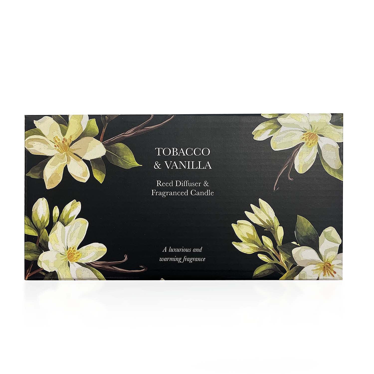 Tobacco- Vanilla & Sandalwood- Jasmine Fragranced Candle and Reed Diffuser Set