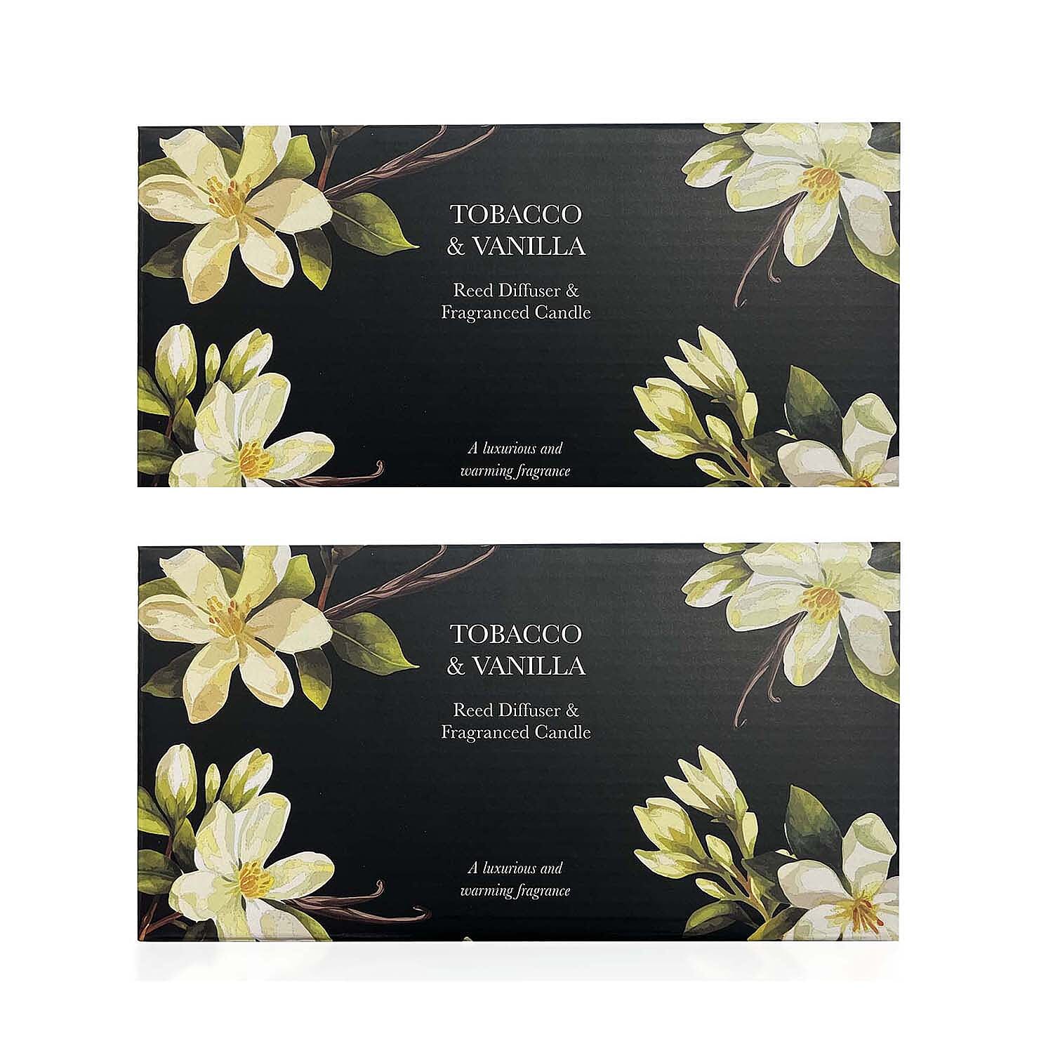 Tobacco & Vanilla Fragranced Candle and Reed Diffuser - x2 Candles x2 Diffusers