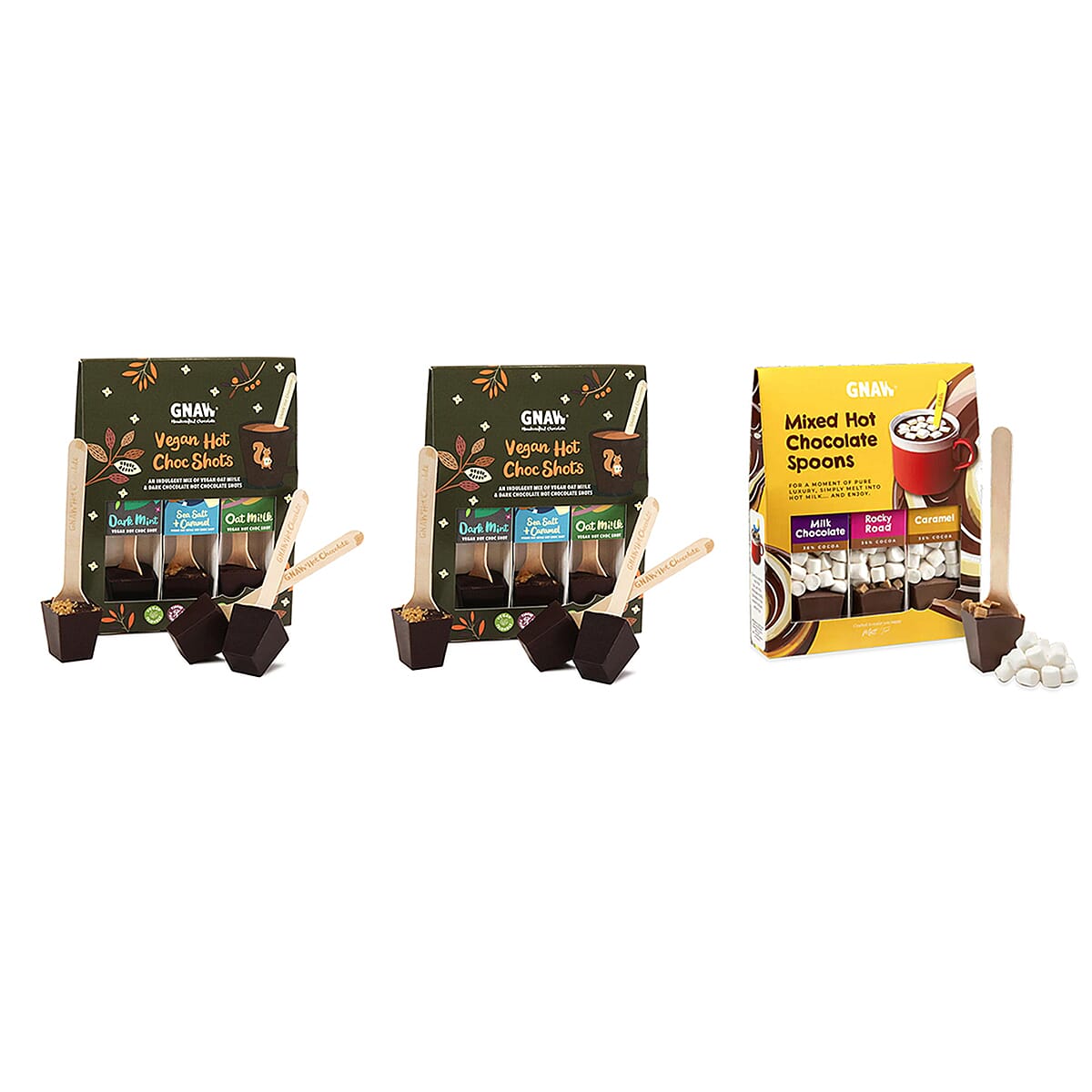 Pack of 3 Gnaw Hot Chocolate Shots Gift Sets - 2 Vegan & 1 Classic