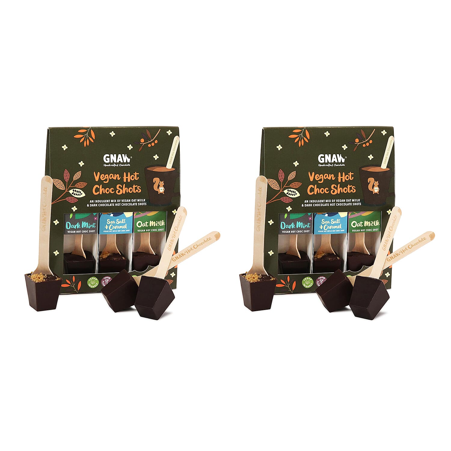 2 Packs of 3 Vegan Gnaw Hot Chocolate Shot Gift Set