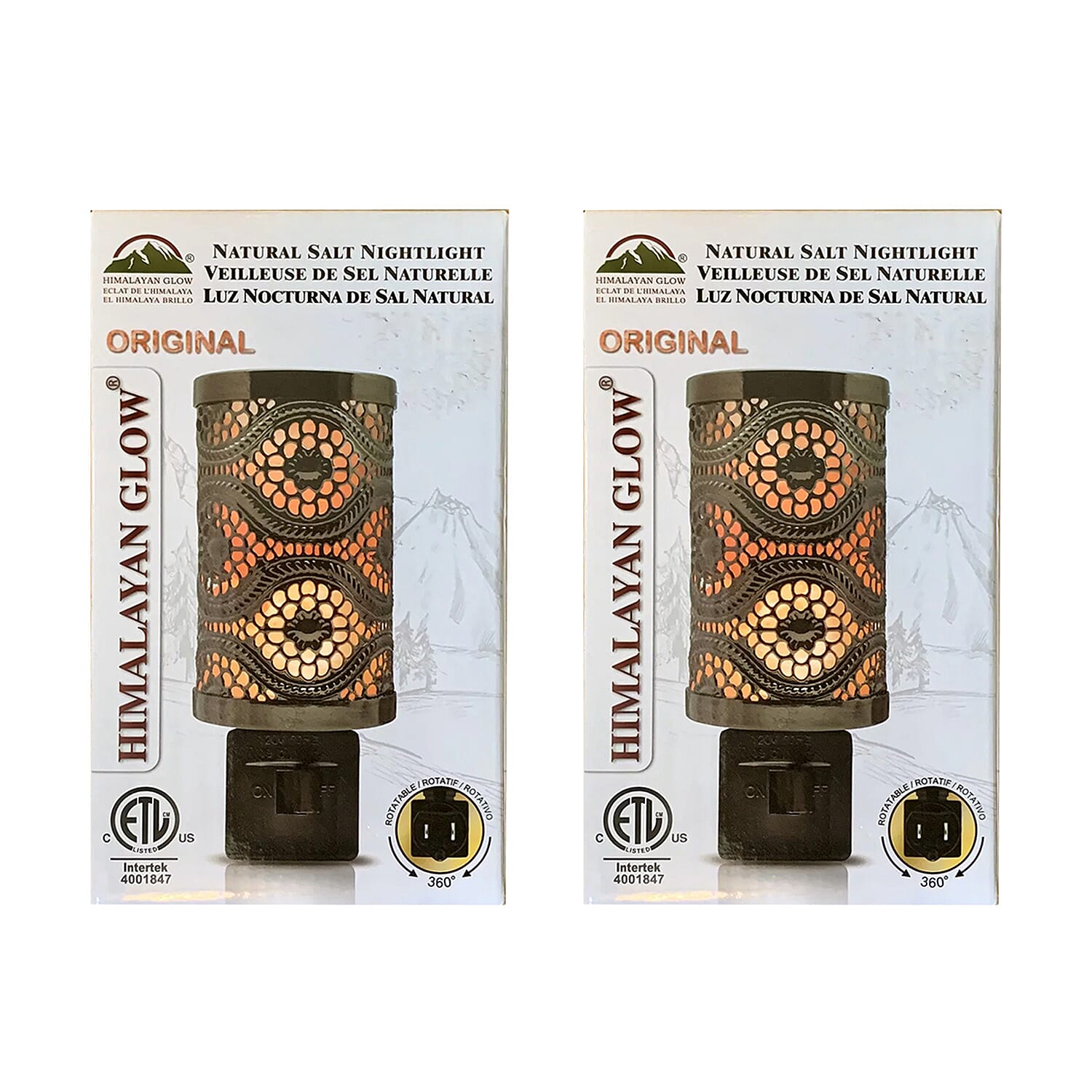Pack of 2 Original Ornate Himalayan Glow Natural Salt Nightlight Lamp