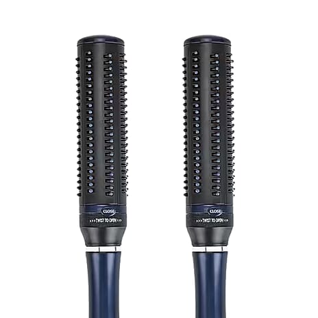 Neomi - Set of 2 Small Portable Easy Clean Retractable Rotating Hairbrushes - Navy