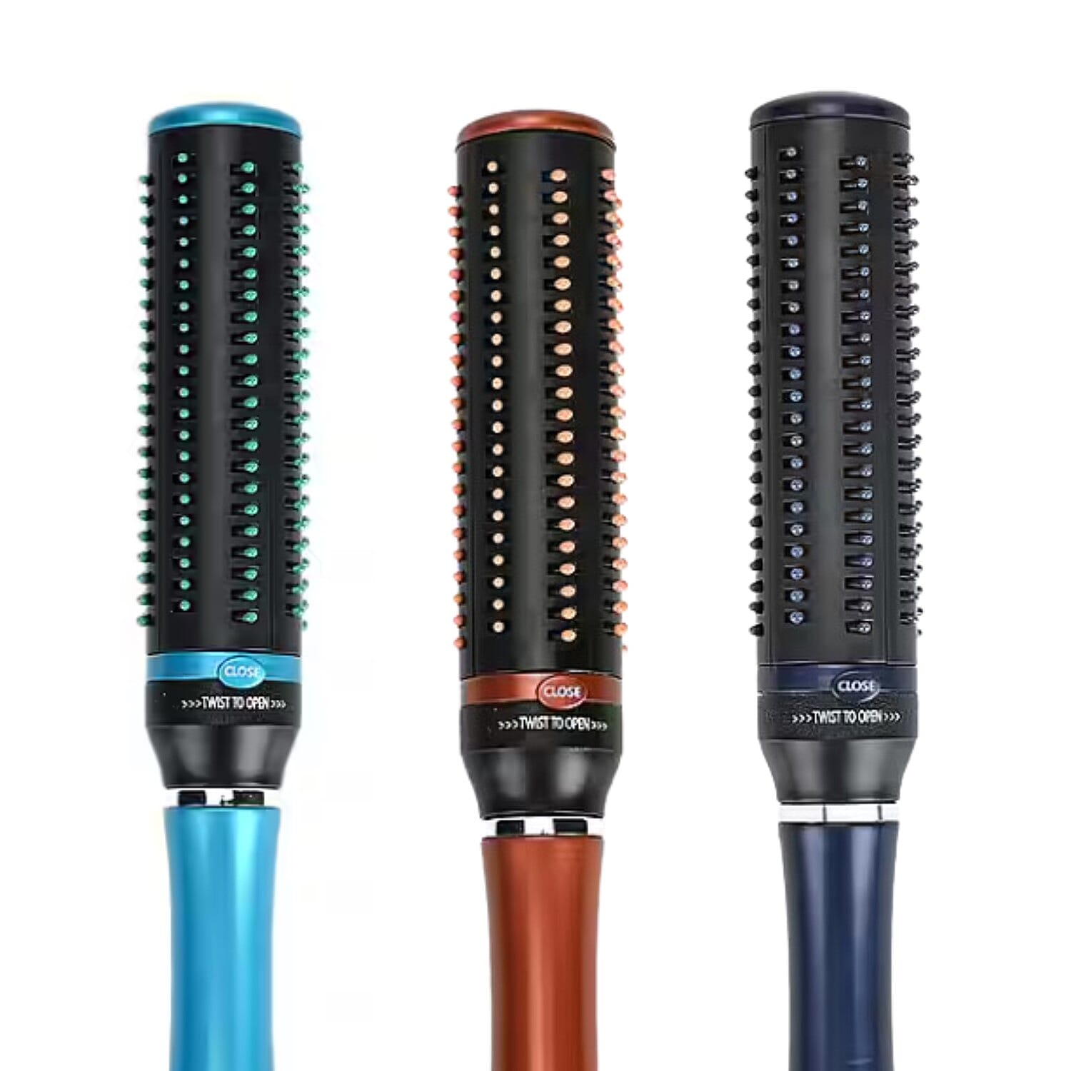 Neomi - Set of 3 Small Portable Easy Clean Retractable Rotating Hairbrushes