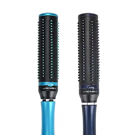 Neomi - Set of 2 Small Portable Easy Clean Retractable Rotating Hairbrushes