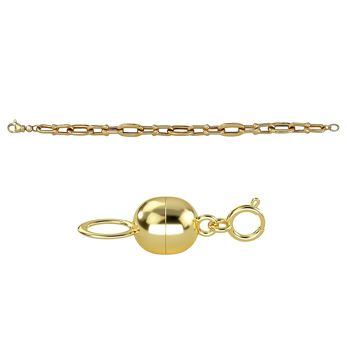 Bond Steet Close Out  - 9K Yellow Gold Bracelet (Size - 7.5) with Lobster Clasp Gold Wt. 8.89 Gms & 9K Yellow Gold Magnetic Lock with Spring Ring Clasp