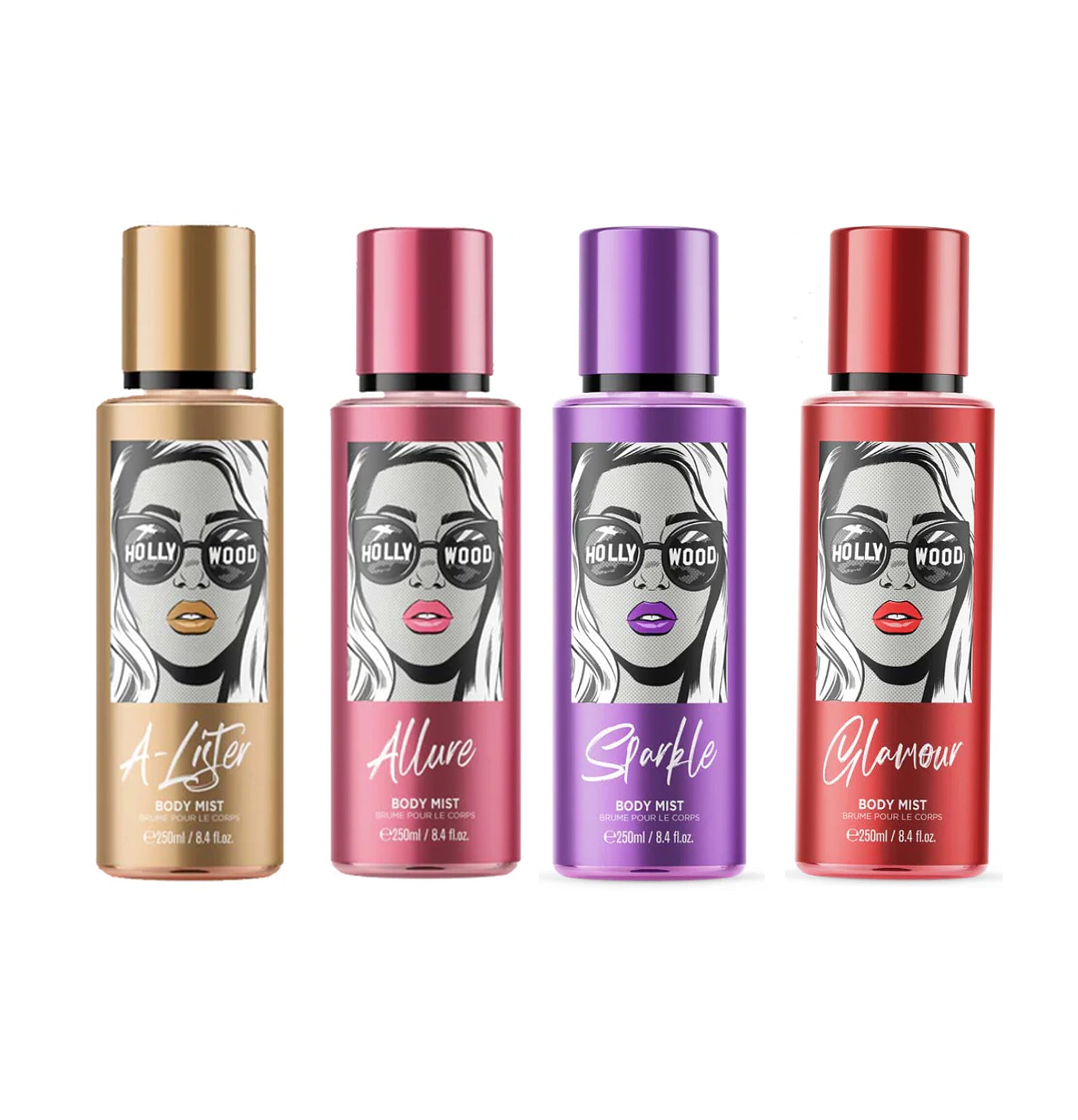 Set of 4 Laurelle Hollywood Body Mists 250mL each