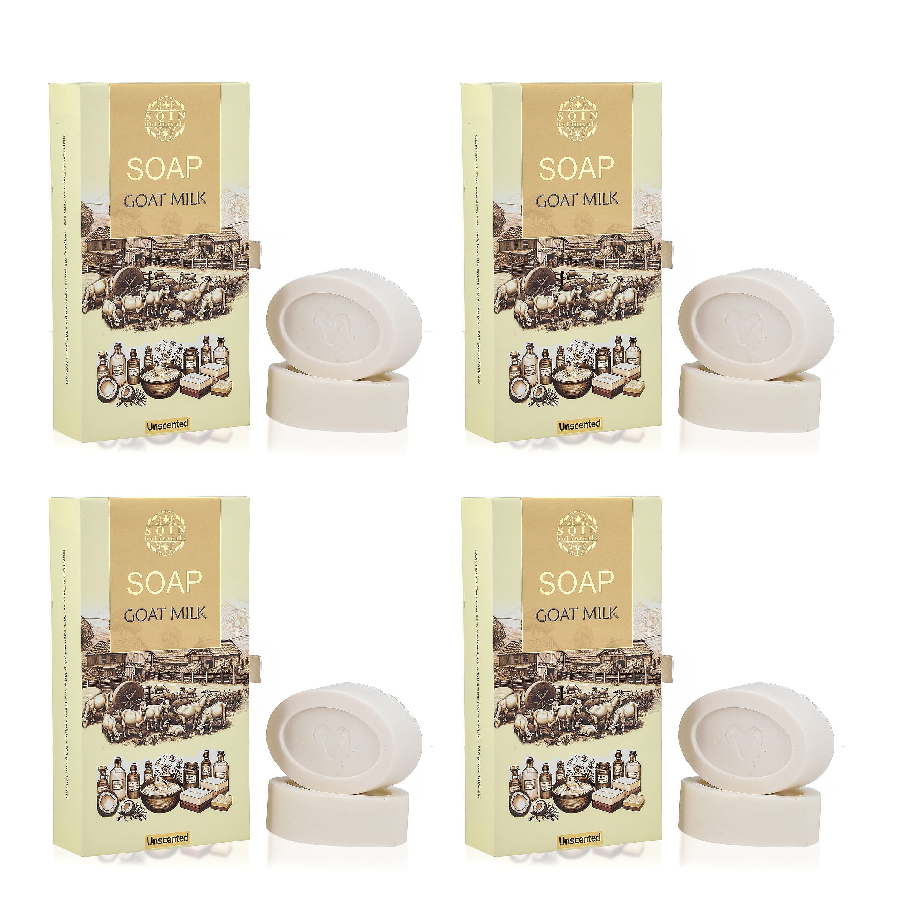 Pack of 4 Sqin Botanicals Goat Milk Bar Soap