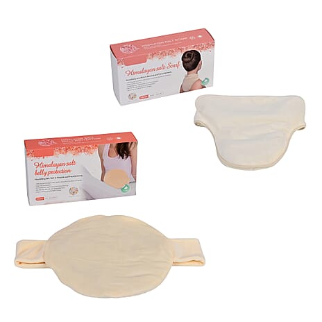 Microwavable and Freezable Himalayan Salt Neck & Belly Wrap - White Cream