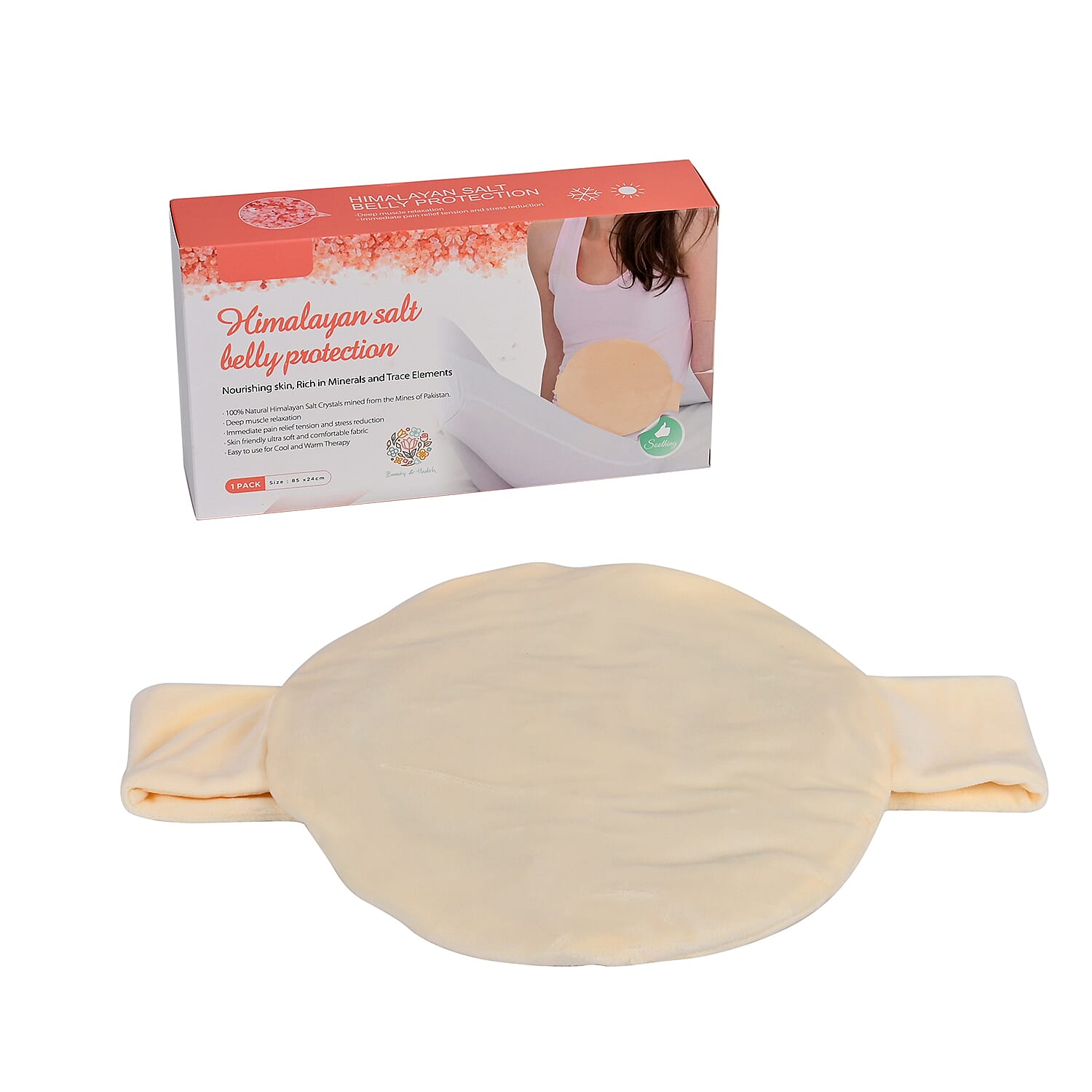 Microwavable and Freezable Himalayan Salt Neck & Belly Wrap - White Cream
