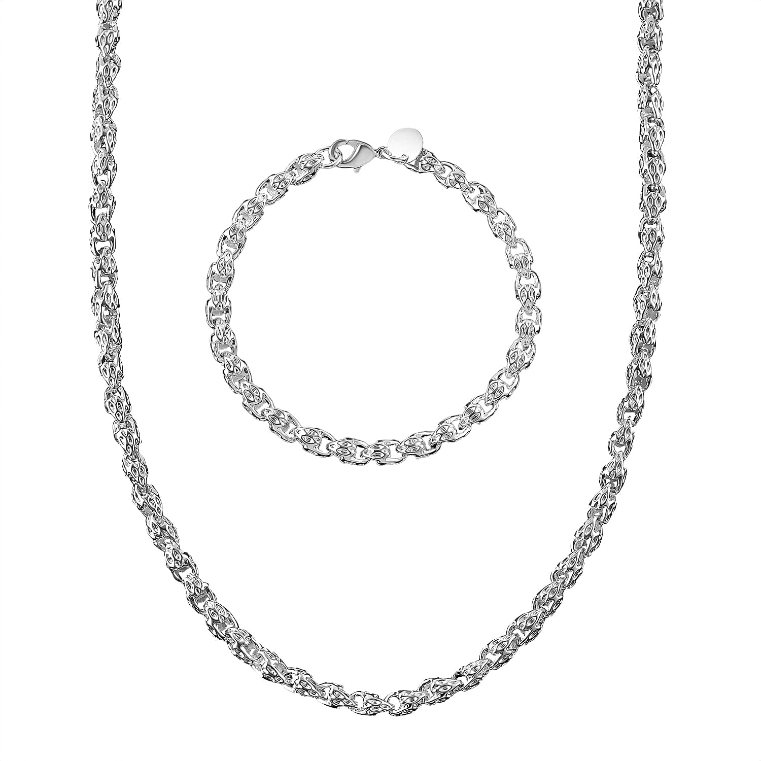 Designer Inspired - Lotus Link Necklace (Size 20) and Bracelet (Size 7.5)