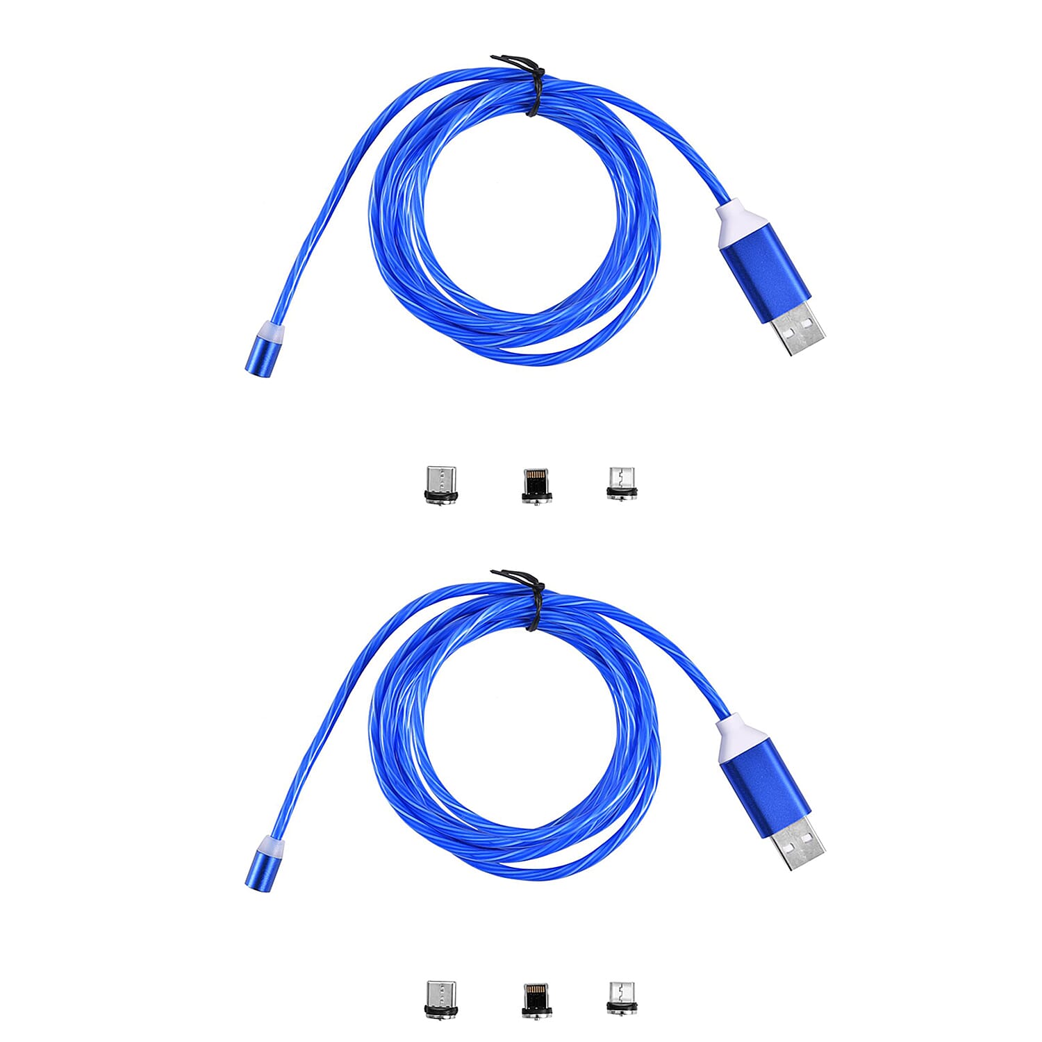 Set of 2 - Intelligent 3 in 1 Magnetic USB Cable - Blue