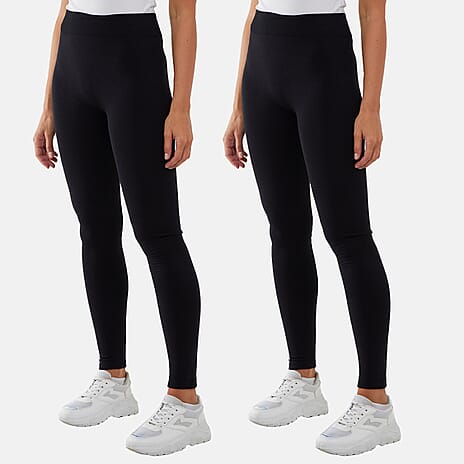 Set of 2 Nova of London - Fleece Lined Warm Leggings (8-10) - Black