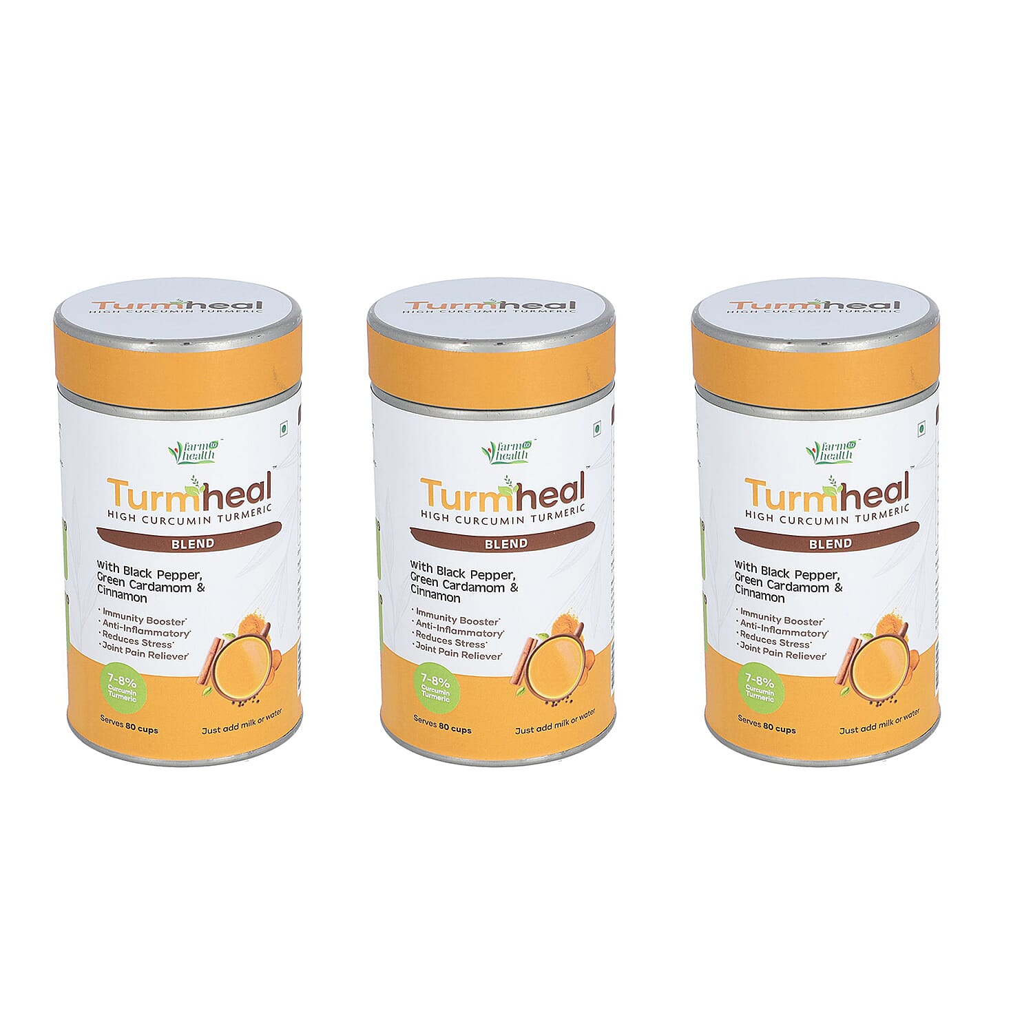 Set of 3 - Turmheal with Black Pepper, Green Cardamom and Cinnamon - 100 Gms