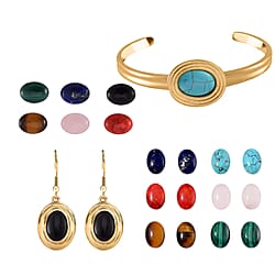 Lapis Lazuli, Multi Gemstones Interchangeable Necklace (Size - 18) in Stainless Steel