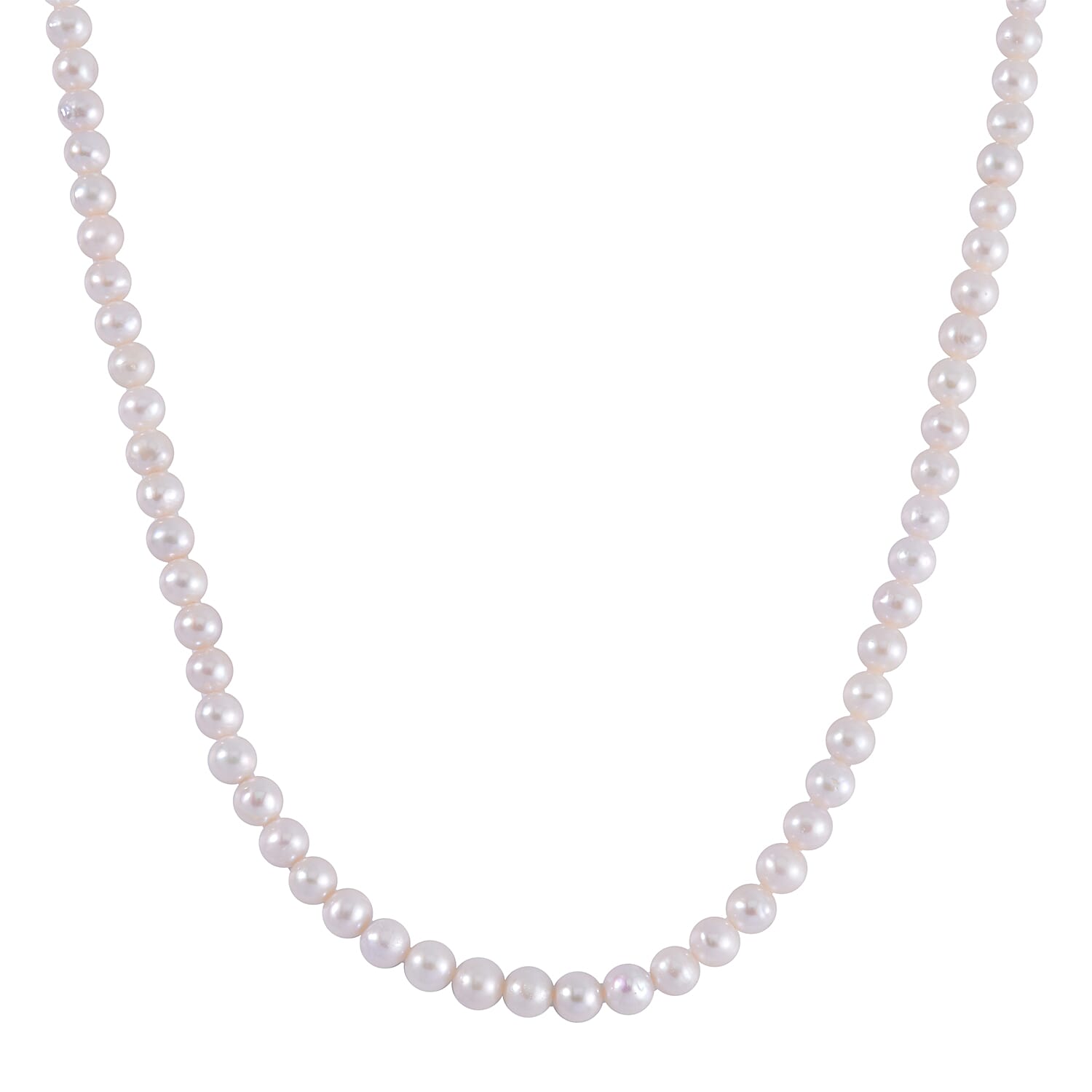 Special Deal - Set of AAA White Anhui Pearl Stone Stretchable Bracelet (Size 7-7.5) & AAA White Anuhi Pearl Necklace With Magnetic Clasp (Size - 20) in Rhodium Overlay Sterling Silver 170.0 Ct.