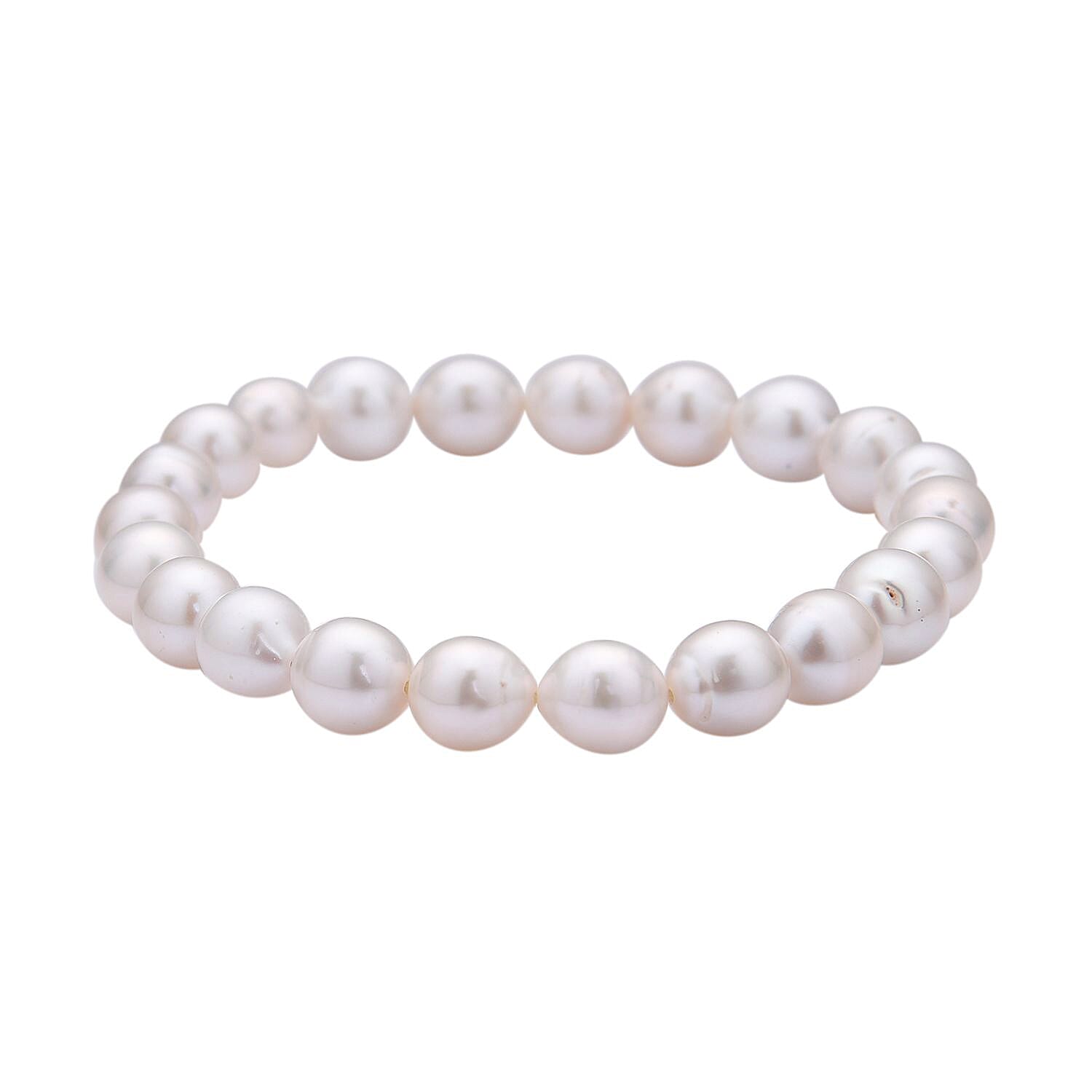 Special Deal - Set of AAA White Anhui Pearl Stone Stretchable Bracelet (Size 7-7.5) & AAA White Anuhi Pearl Necklace With Magnetic Clasp (Size - 20) in Rhodium Overlay Sterling Silver 170.0 Ct.