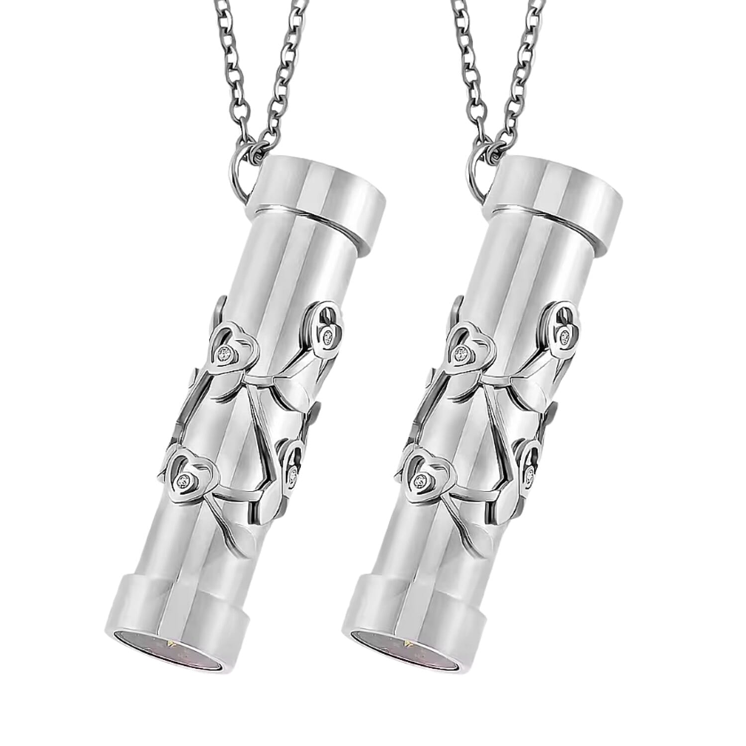 Set of 2 - Multi Colour Cubic Zirconia Kaleidoscope-Style Necklace (Size - 30-2 Ext.) with Lobster Clasp in White Tone