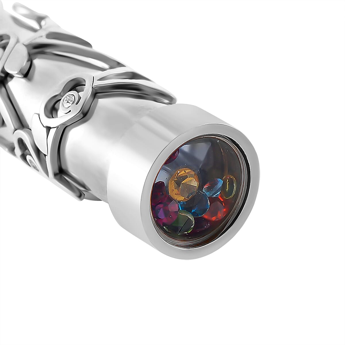 Set of 2 - Multi Colour Cubic Zirconia Kaleidoscope-Style Necklace (Size - 30-2 Ext.) with Lobster Clasp in White Tone