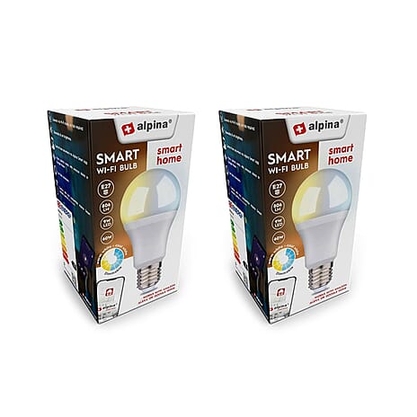 Pack of 2 Alpina RGB Smart Wi-Fi Bulb E27 9W - White