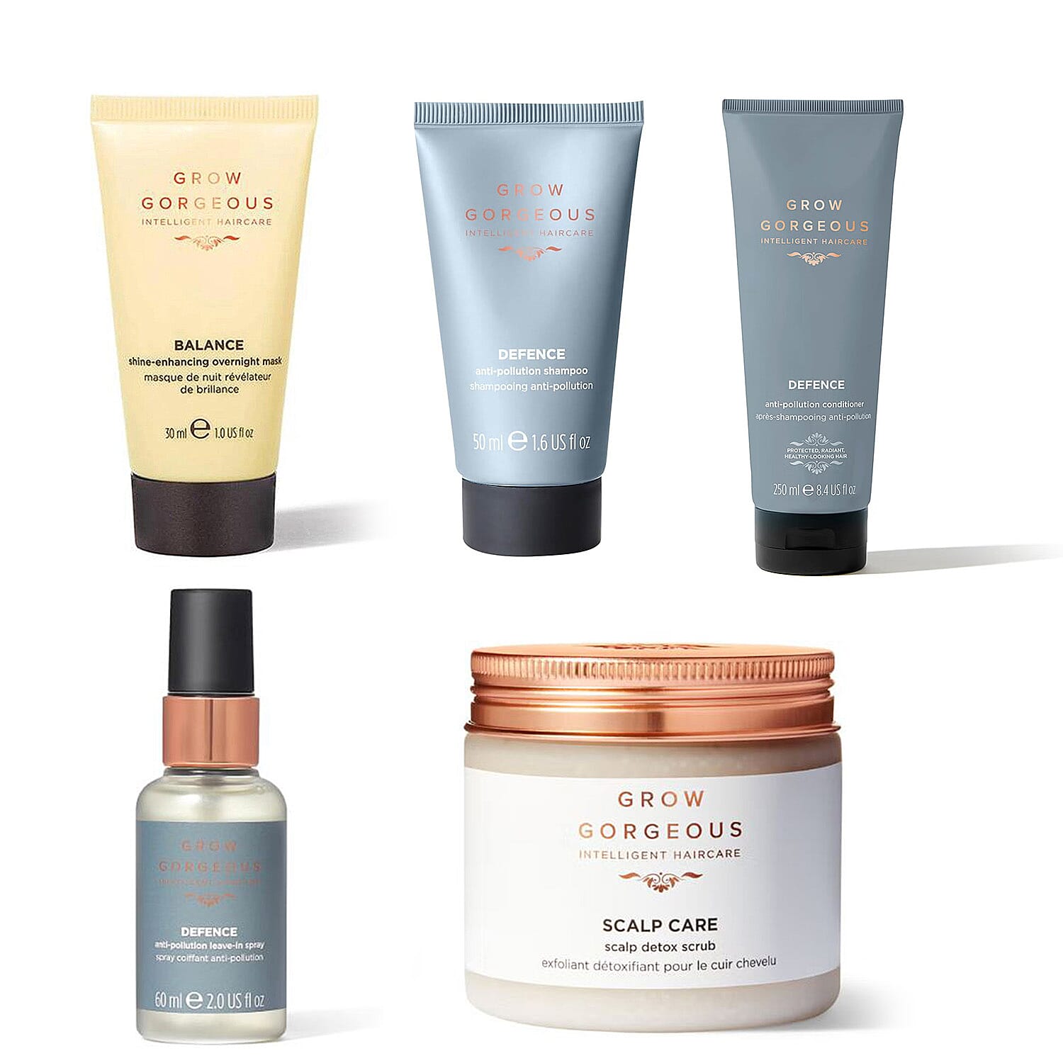 Grow Gorgeous Hair Care Bundle - Shampoo, Conditioner, Mask, Scrub & Spray