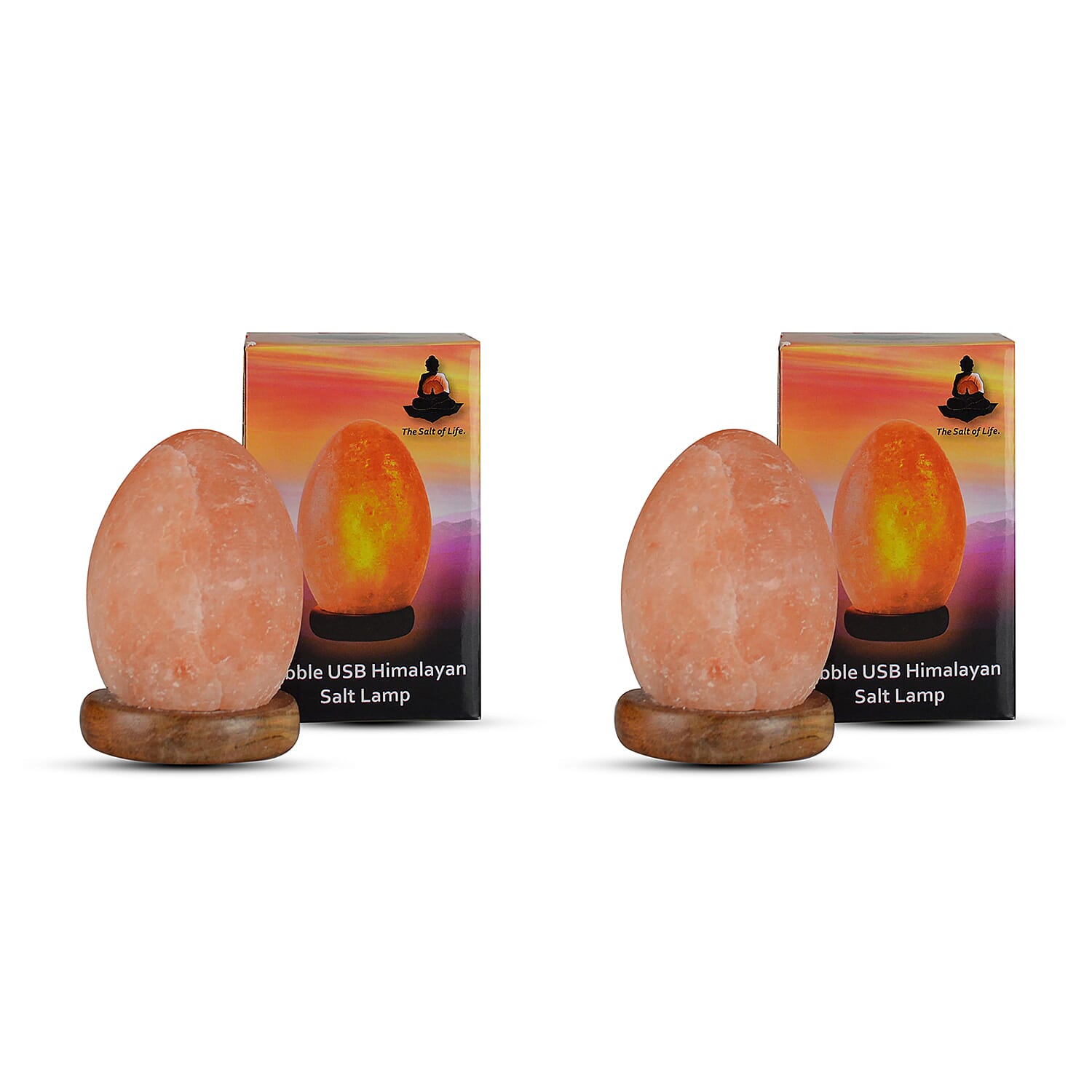 Set of 2 - Himalayan Salt Pebble Table Lamp (Size - One Size) - Crystal