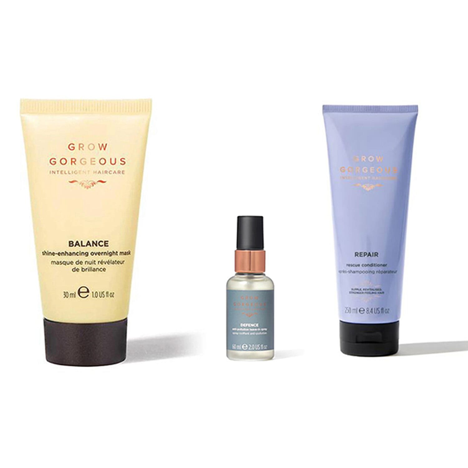 Best Ever Grow Gorgeous Deal -  Overnight Hair Mask, Anti-Pollution Leave in Spray & Repair Rescue Conditioner Set