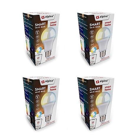 Pack of 4 - Alpina RGB Smart Wi-Fi Bulb E27 9W - White