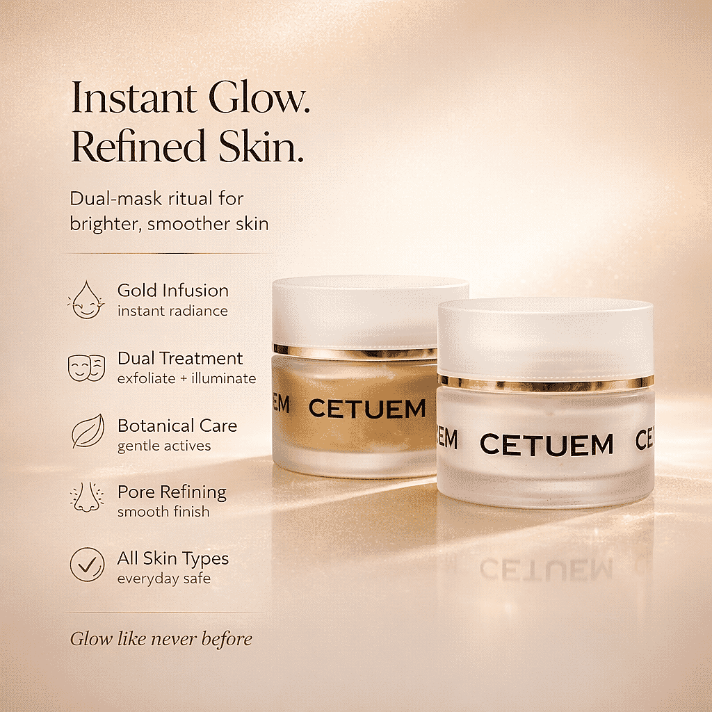 Cetuem Glow Duo - SCR Gold Illuminating Mask and Exfoliating Mask (50ml each)