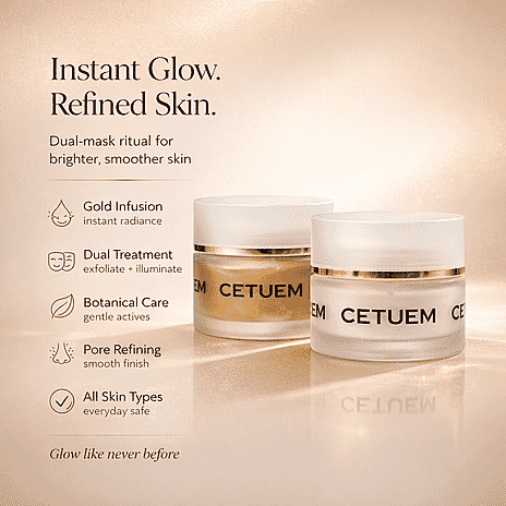 Cetuem Glow Duo - SCR Gold Illuminating Mask and Exfoliating Mask (50ml each)